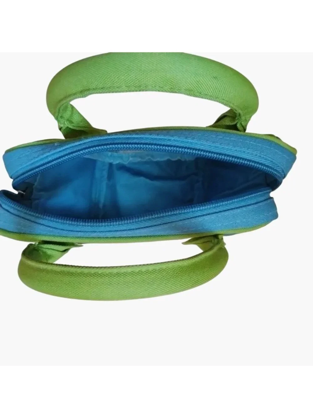 Small Blue Green Canvas Tote Bag Clear Panel Lunch Bag